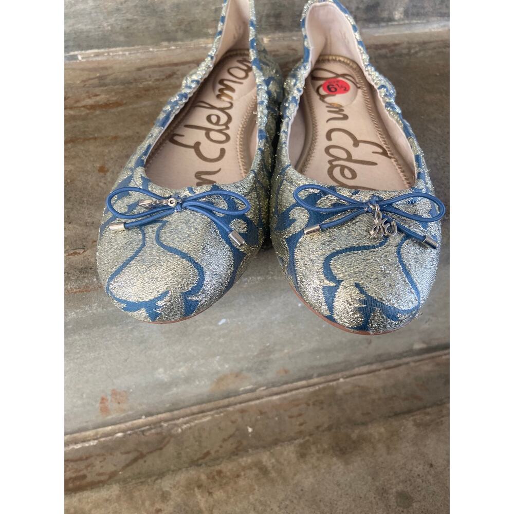 Sam Edelman Felicia blue and gold ballet flats - Picture 4 of 7